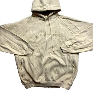 VINTAGE Platinum Fubu Hoodie Mens XXL Beige Streetwear Hip-Hop